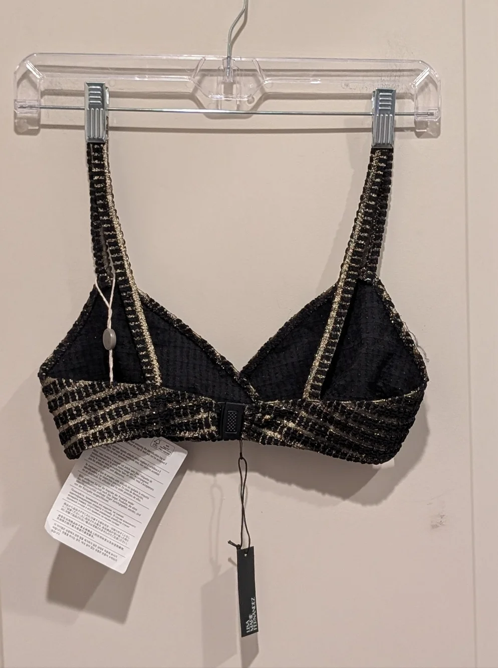 Lisa Marie Fernandez twist-front metallic stretch-jacquard bikini Top 3 / Medium